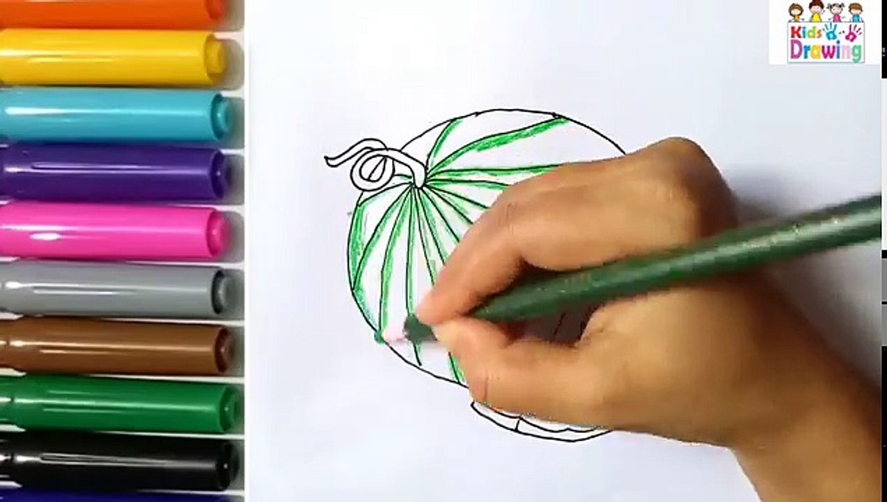 How to draw a water milon/coloring pages for ki