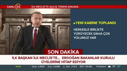 Cumhurbaşkanı Erdoğan'dan ilk Meclis'te İstiklal Marşı okudu