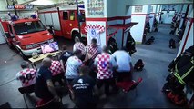 فيديو: مشهد تمثيلي لرجال أطفاء كرواتيين أثناء مباراة إنجلترا