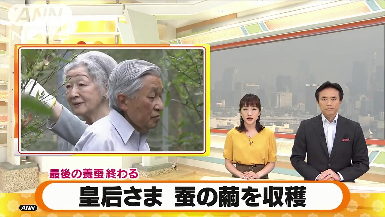 皇后さま　最後の養蚕　陛下と蚕の繭を収穫(18-07-13)