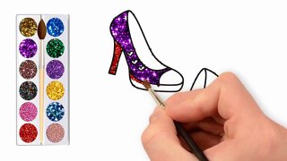 GLITTER High Heels Shoe Coloring Pages for Baby | Learn Colors for Children with Coloring Videos