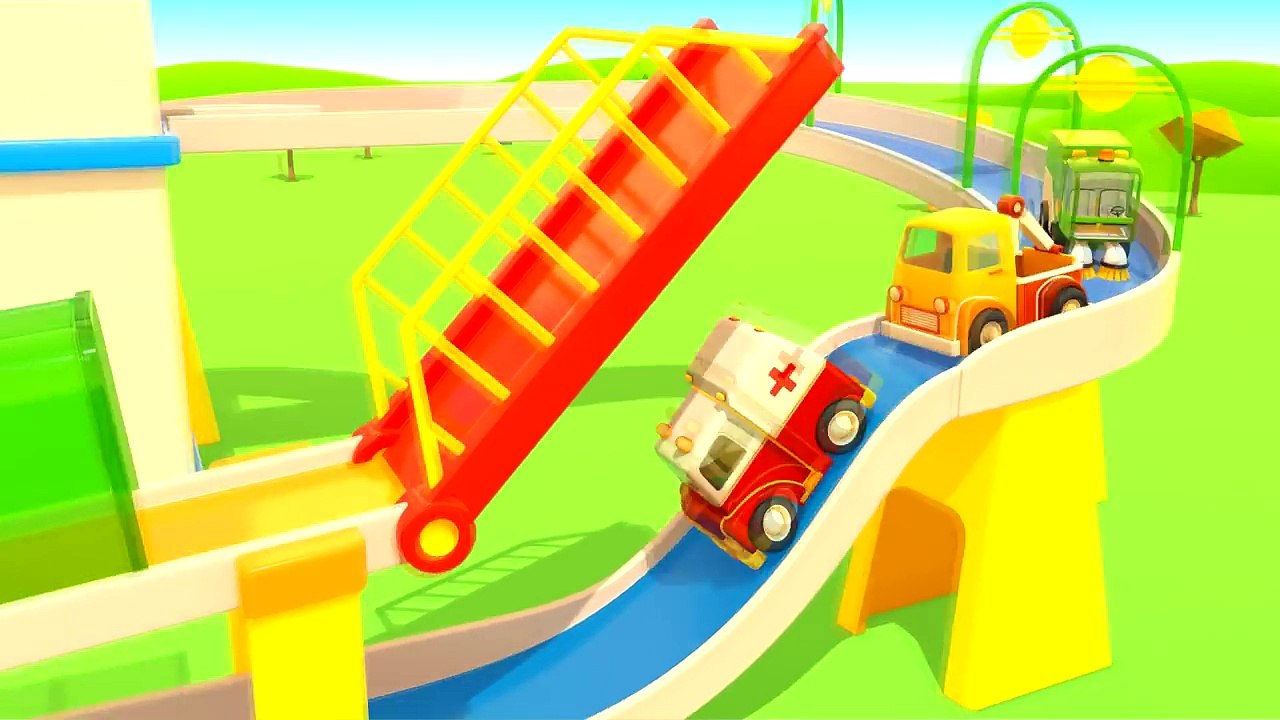 Helper cars. An ambulance and a tow truck.
