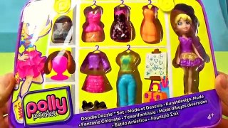 Polly Pocket Doodle Dazzle Set with Clothes Unboxing