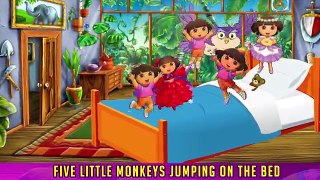 Dora the Explorer Five Little Monkeys Jumping on the Bed - Five Dora jumping on the bed
