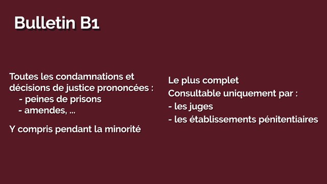 Le casier judiciaire