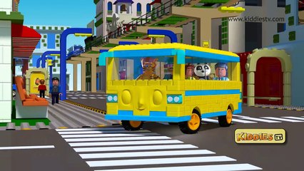 Wheels on the bus go round and round | LEGO City | (Toy Bricks) Part 4 | Nursery rhymes | Kiddiestv