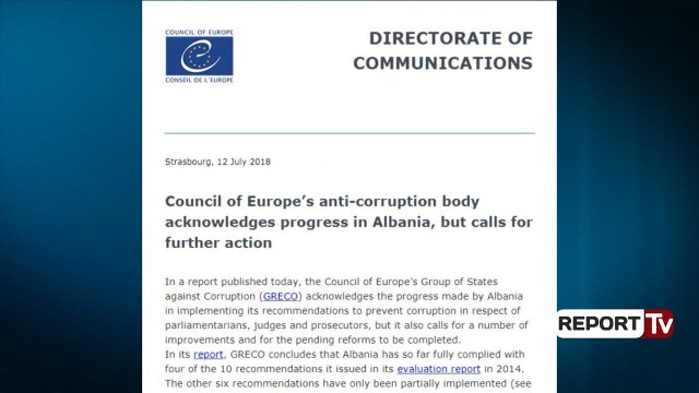 Report Tv - Raporti i GRECO: Shqipëria progres në luftën kundër korrupsionit