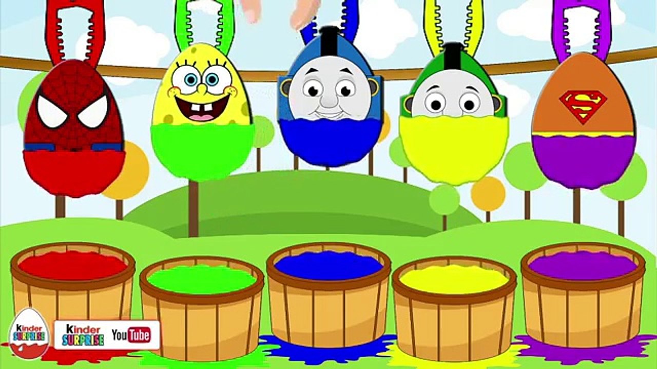 Colors for Children to Learn with Spider Man And Thomas Tank Kids Surprise Egg Learning Videos