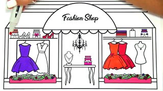 How to Draw a Fashion Store for Kids | How to Draw a Fashion Boutique | How to Draw Outfits for Girl
