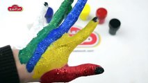 تعليم الاطفال الالوان بطريقة تلوين اصابع اليد و اغنية الالوان بالعربي - Body Painting Learning Color