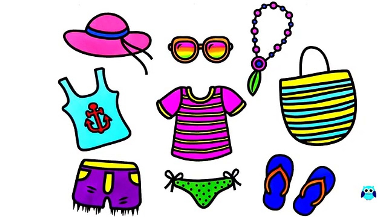 How to Draw Set for Girls | Coloring Clothes, Hat for Kids Coloring Book for Kids Learn Colors