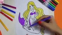 Bé tô màu công chúa, tô màu nàng tiên cá nhiều màu sắc How to color Princess, Mermaid