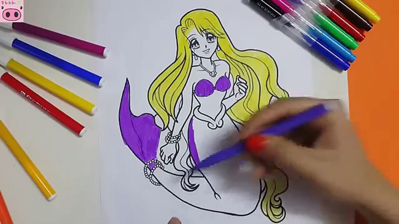 Bé tô màu công chúa, tô màu nàng tiên cá nhiều màu sắc How to color Princess, Mermaid