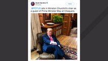 Internet Reacts To Photo Of Trump Sitting In Winston Churchill's Chair