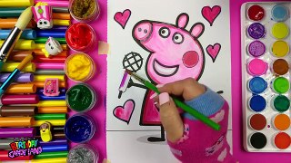 Colouring Peppa Pig Singing Colouring Pages for Kids Children to Learn how to Color and Paint