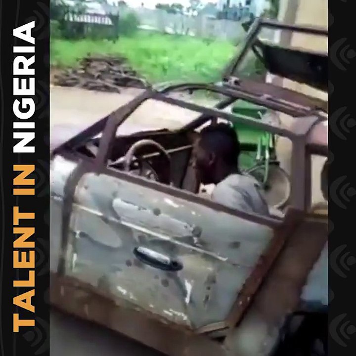 Young Nigerian boy builds car from scraps