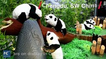 A new exhibition in SW China's Chengdu is attracting attention. Built completely from Lego, the sculptures include life-sized pandas, and some larger-than life