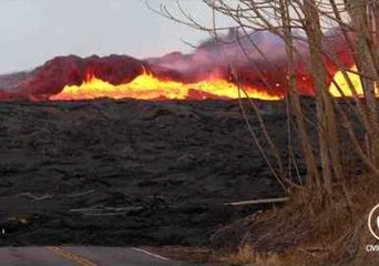 Lava from Volcanic Fissure Surges Across Hawaii Landscape
