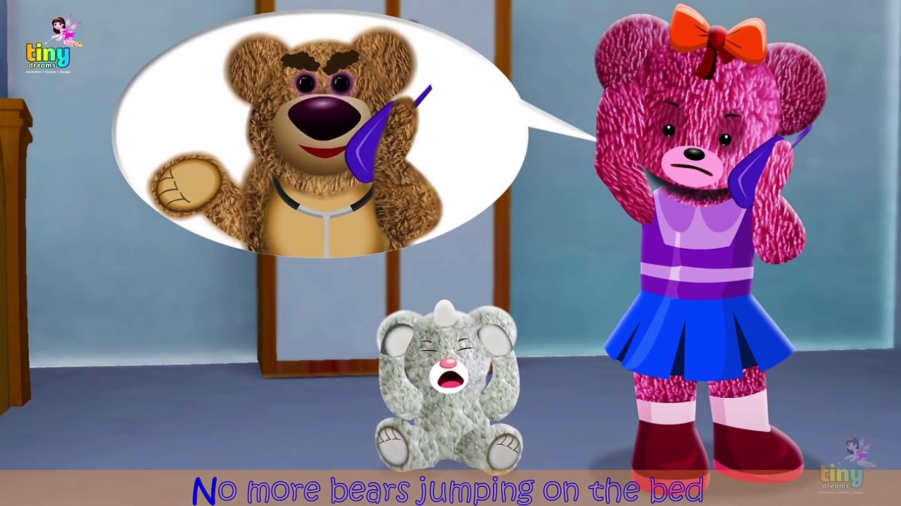 Five little Teddy Bears Jumping On The Bed | Nursery Rhymes For ...