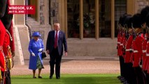 Queen Elizabeth Forced To Walk Around Trump When He Stops Suddenly In Awkward Moment