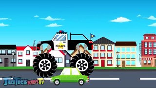 Police monster truck vs Sport car - kids video - video for children - p60