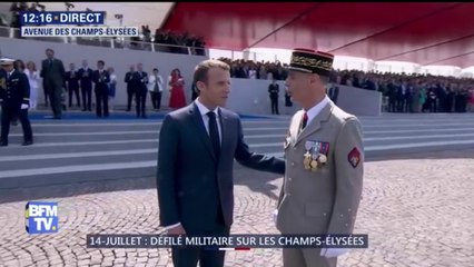 14-Juillet: "Ce n'est pas un drame, il faudra les rassurer" dit Emmanuel Macron à propos des deux motards tombés au sol