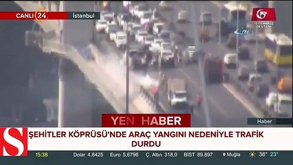 Download Video: 15 Temmuz Şehitler Köprüsü�nde araç yangını nedeniyle trafik durdu