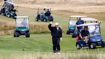 شاهد: ترامب يلعب الغولف في منتجع يمتلكه في اسكتلندا