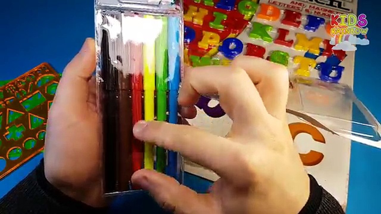 Art Design Stencil and Magnetic Letters & Numbers | Learning Videos with Shapes Writes with Pencil