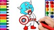 Draw Color Paint Baby Captain America Coloring Pages and Learn Colors for Kids
