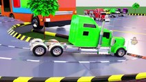 Colors for Children to Learn with Car Carrier Truck Toy Transporting Big Trucks , Vehicles Parking