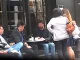 Keanu Reeves meeting fans at a cafe