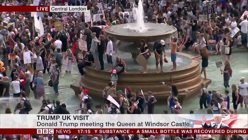 Trump in UK- Protests in Central London  - BBC News