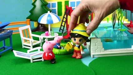 PEPPA PIG ET GEORGE: Mais que fait PINOCCHIO à la piscine? Histoire de Fraise