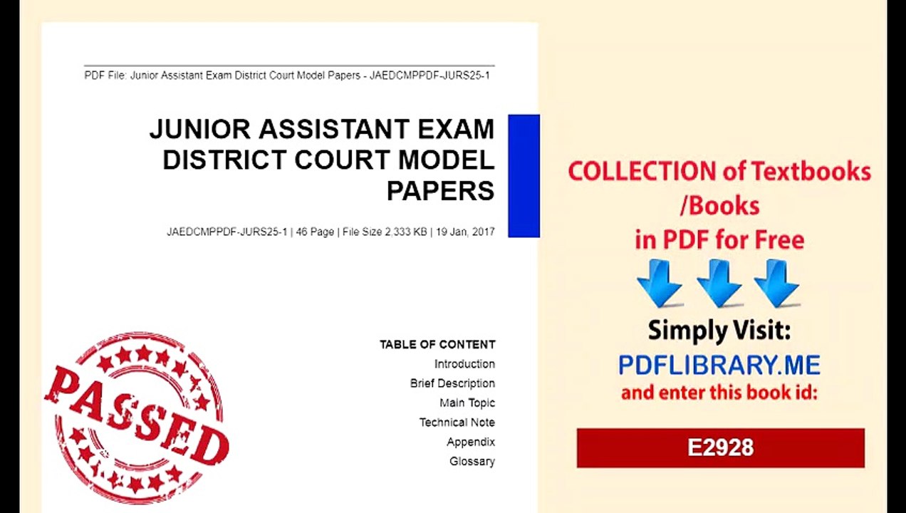 JuniorAssistantExamDistrictCourtModelPapers