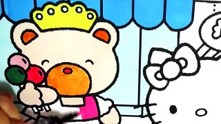 Hello Kitty Coloring Pages - Hello Kitty and Bear Got a lot of Candy - Painting For Kids
