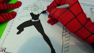 SuperHeroes Spiderman Colors in Black Widow Avengers Coloring Book ToyfunTV