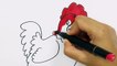 Cómo Dibujar y Colorear gallo | Dibujos Para Niños