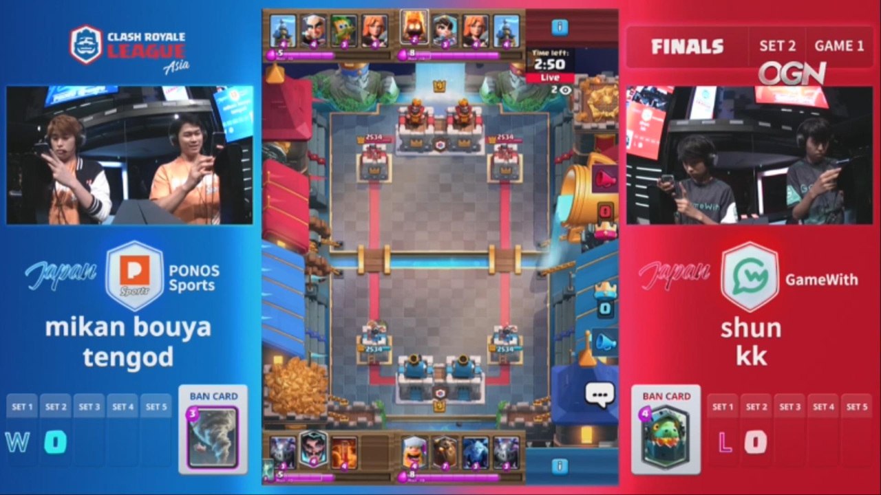 [Finals] PONOS Sports vs GameWith 2set 180715 - 클래시 로얄 리그 아시아 (CRL)