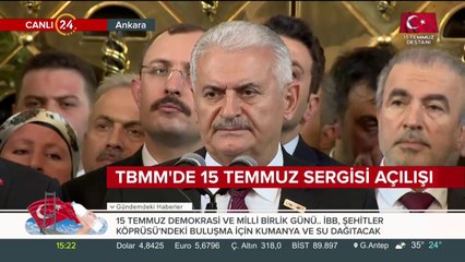 Binali Yıldırım 15 Temmuz sergisinde konuşuyor