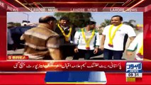 Pakistani weight lifting team reaches Allah Iqbal international airport