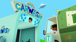 Guss Garbage Truck goes through the car wash | Cartoon for kids