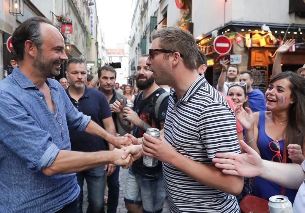 French Prime Minister Edouard Philippe Celebrates World Cup Victory With Fans
