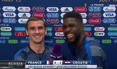 Quand Antoine Griezmann interviewe Samuel Umtiti après la victoire en Coupe du monde... mythique !