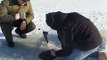 Catching a fish as BIG as me while ice fishing, reeling it in by hand.