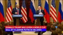 Trump given World Cup football by Putin