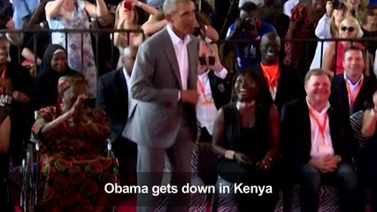 Obama dances with joy as he visits Kenya to launch youth centre
