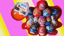 16 Surprise Eggs! Unwrapping Kinder Surprise Hello Kitty Spiderman Mickey Mouse Disney Pri