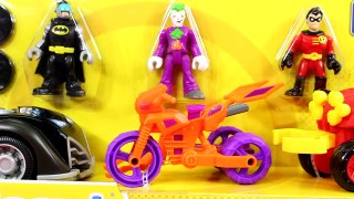 Imaginext DC Superfiends Gift Set With Batman Batmobile Joker Motorcycle Robin Four Wheele