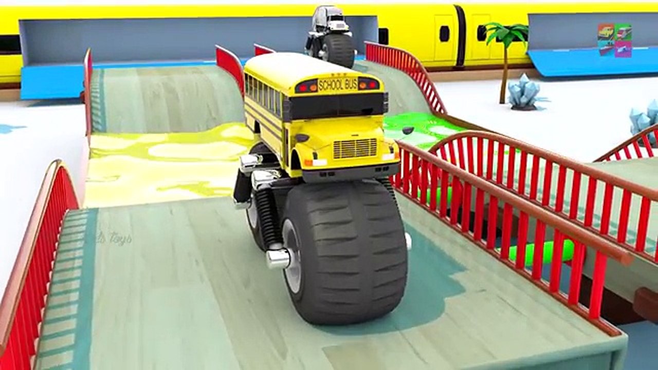 Learn Colors for Children with Bullet Train Two Wheeler Monster Street Vehicles 3D Kids Water Colors